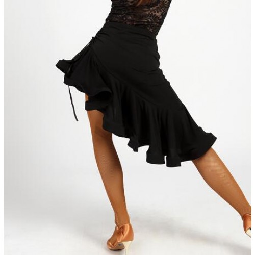 Women's leopard black latin dance skirt salsa rumba samba dance skirts